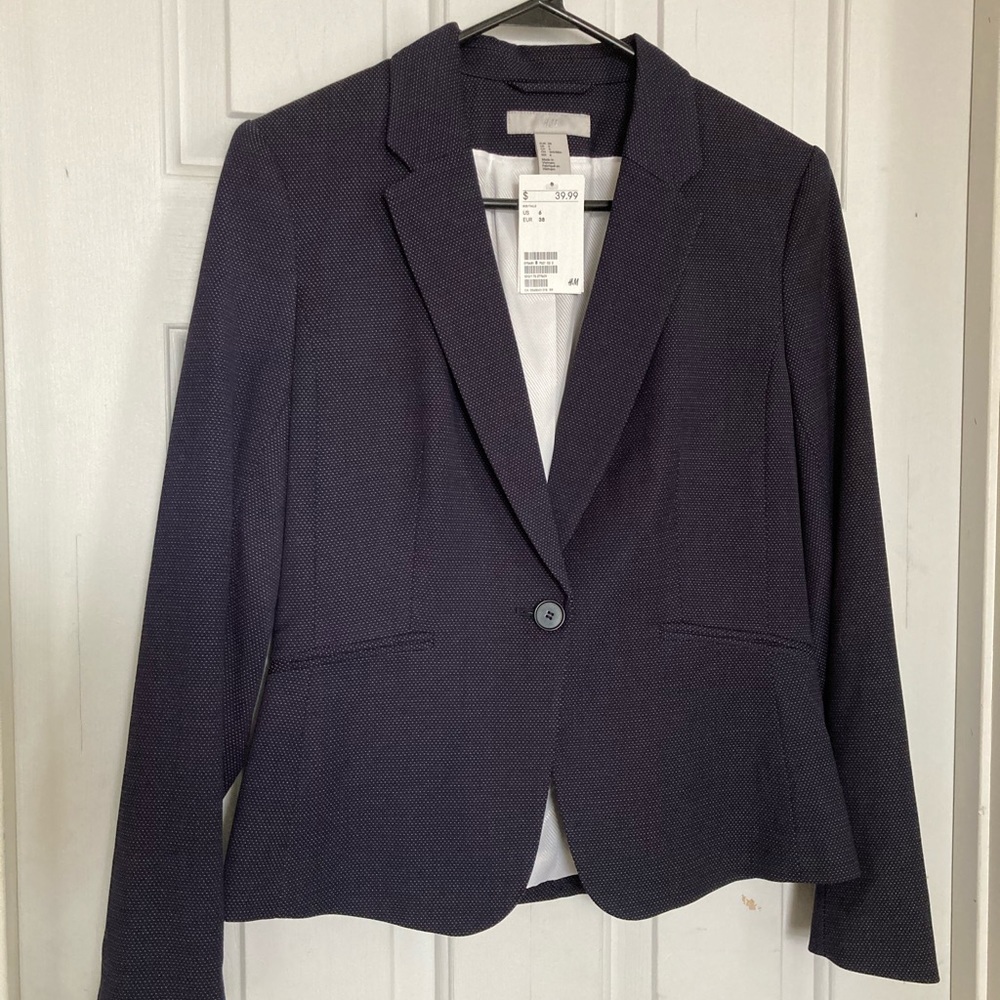 NWT H&M navy dot blazer